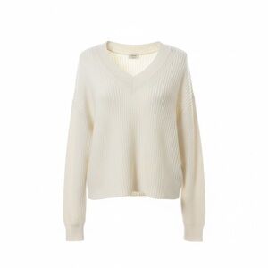 Wilfred Aritzia Cloud Dancer Merino Ribbed Knit Cropped Sweater Size Medium
